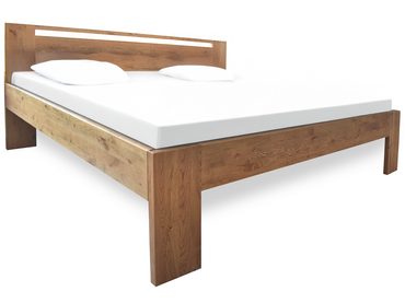Dubová postel Corso 4 cm masiv / tmavé moření - výstavní kus