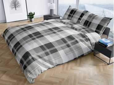 Bierbaum povlečení bavlněný satén 3406 Antracit Check 140x200/70x90 cm