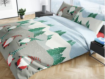 Bierbaum povlečení flanelové 3725 Check Burgundy 140x200/70x90 cm