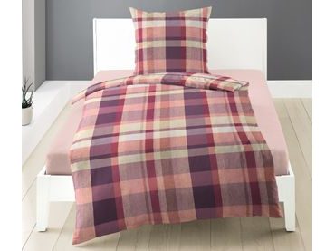 Bierbaum povlečení flanelové 3725 Check Burgundy 140x200/70x90 cm