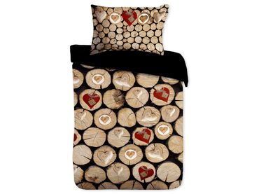 3D italské povlečení 100% bavlna Catasta Tronchi - Polena&srdce