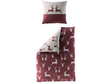Bierbaum povlečení flanelové 3725 Check Burgundy 140x200/70x90 cm