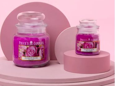 PRICE´S MIDI svíčka ve skle Purpurová růže - hoření 90h