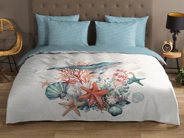 Povlečení Good Morning 100% bavlna Ocean & Whale 140x200/70x90 cm