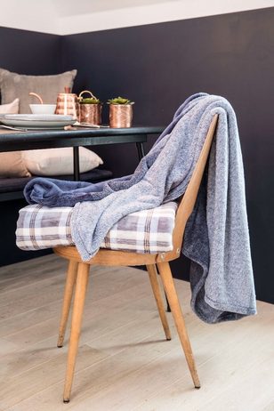 Pléd Mistral Home Flannel printed Navy check modrá 150x200 cm