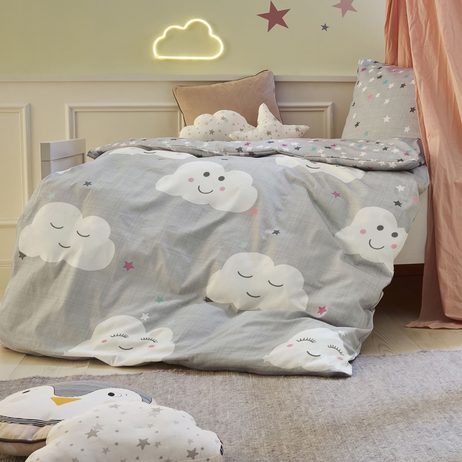 s.Oliver Junior povlečení bavlněný satén obláčky 4026 140x200/70x90 cm