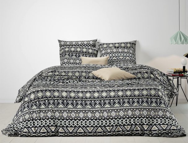 Mistral Home povlečení 100% bavlna Crosby Black-Celadon 140x200/70x90 cm