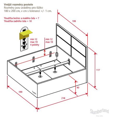 Čalouněná postel s úložným prostorem Slumberland BELFAST MISTRAL
