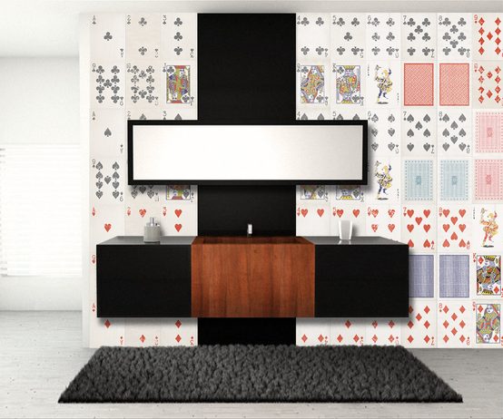 1Wall Kreativní koláž na zeď 64 dílů 37,5 x 27,5cm hrací karty