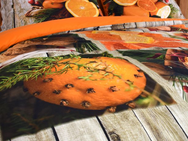 3D italské povlečení 100% bavlna Canella pomeranč & hřebíček