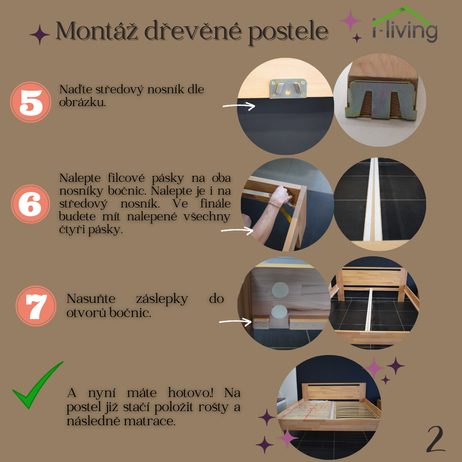 Dubová postel Corso 4 cm masiv, rustik moření