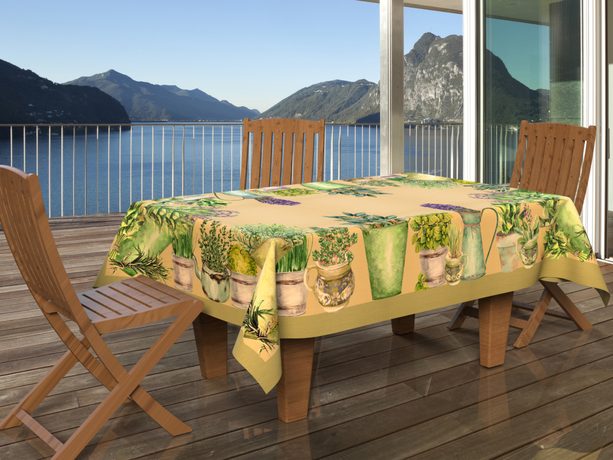 Bavlněný ubrus s 3D tiskem Herbs