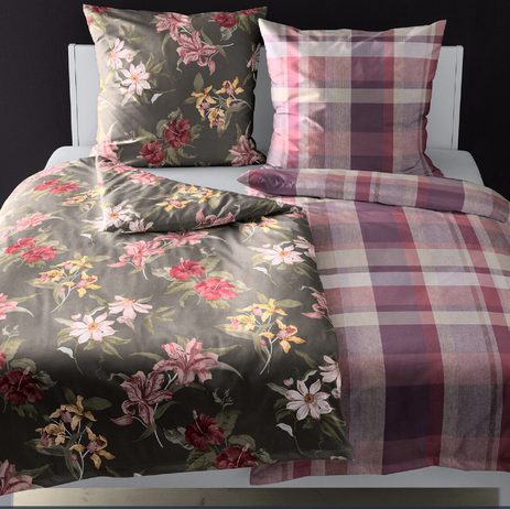 Bierbaum povlečení flanelové 3725 Check Burgundy 140x200/70x90 cm