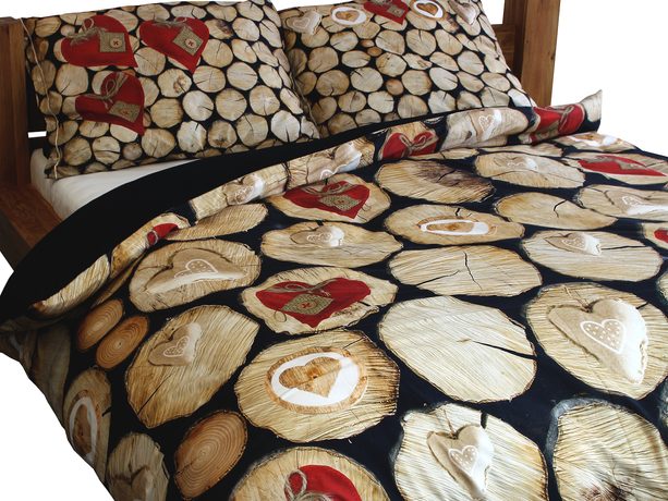 3D italské povlečení 100% bavlna Catasta Tronchi - Polena&srdce