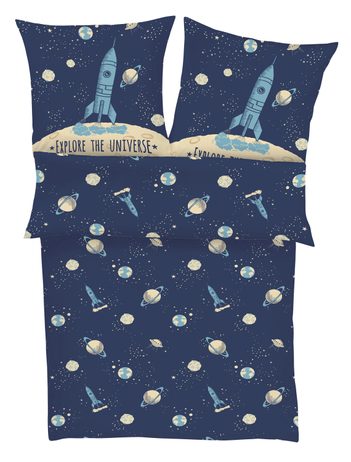 s.Oliver Junior povlečení bavlněný satén raketa 4025 140x200/70x90 cm