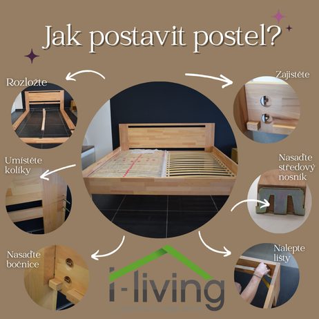 Dubová postel Mono Klasik 4 cm masiv rustik - olej Barique