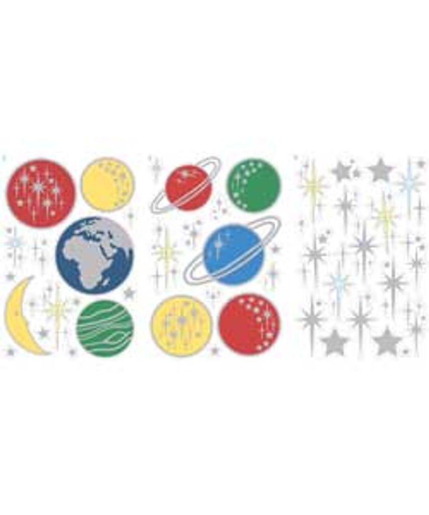 Hračky Kocourek - Samolepící dekorace na zeď-vesmír, svítící planety 96 ks  - Dětské samolepky na zeď, bordury