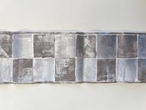Samolepící šedá bordura na zeď metalické čtverce