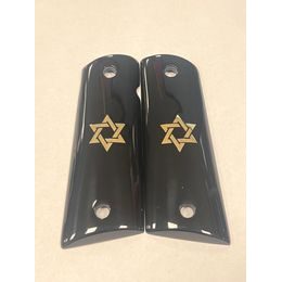 Střenky KSD Colt 1911 Govt. & Commander Full Size černý akrylát Davidova hvězda zlatá