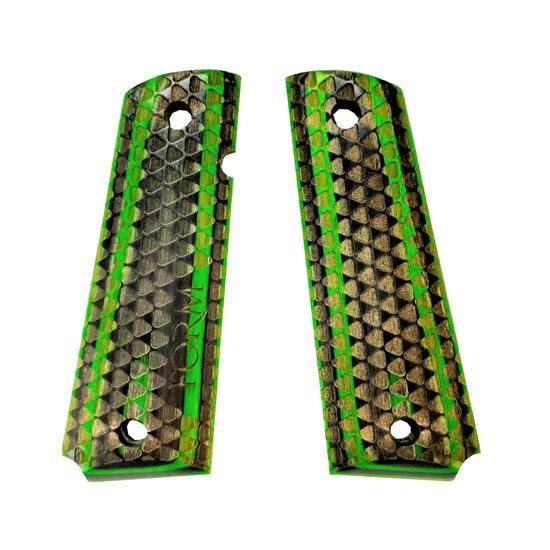 FORM 1911 grips, green and black laminate, Form triangle grip texturing