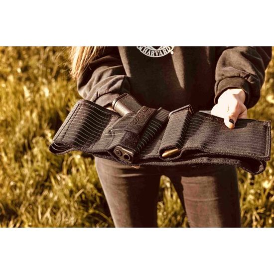 Poloprodyšný elastický pás pro skryté nošení zbraně se svítilnou Falco B113 S pravák