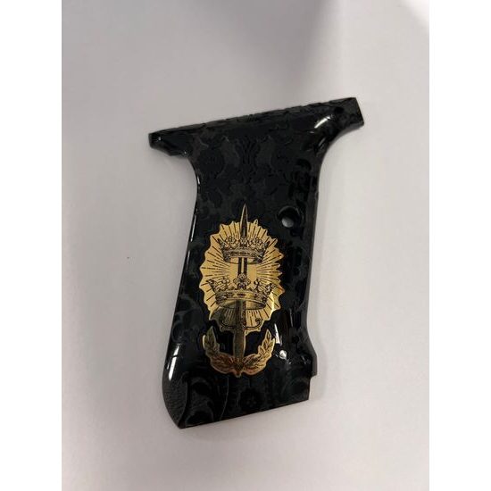 Střenky KSD Heckler&Koch Hk P7, M10 a M13 černý akrylát s brokátem a zlatým logem