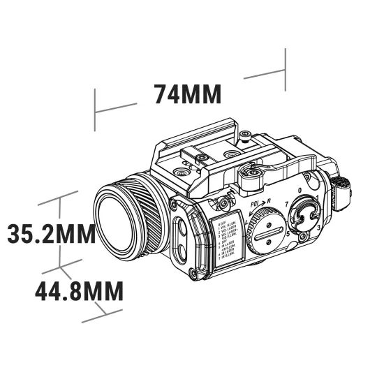RovyVon GL4 Pro 4v1 světlo a laser na montážní lištu weaver písková