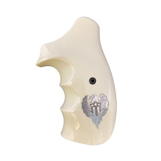 KSD Smith & Wesson K/L gungrips round butt frame ivory with silver motif