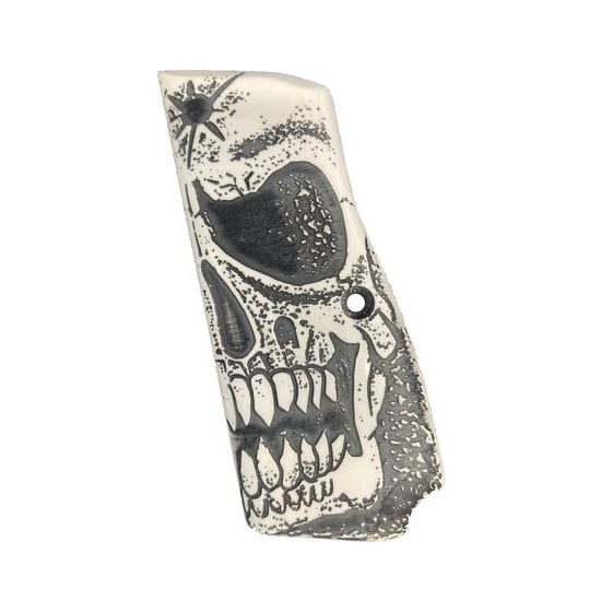 KSD Browning Hi-Power gugnrips white acrylate with skull motif