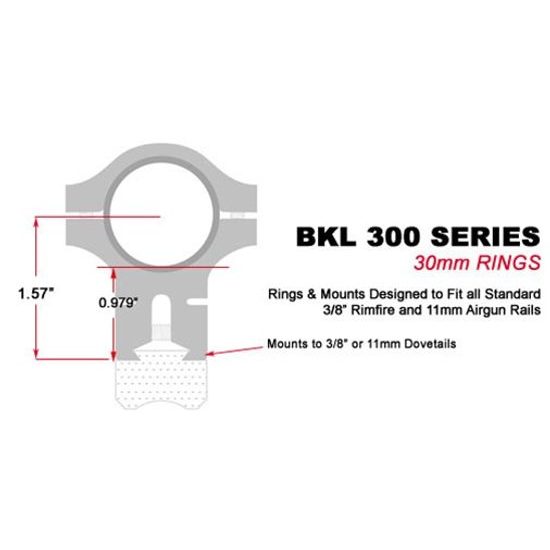 Two-piece BKL 302MB 11 mm high mount with, 30 mm in diameter