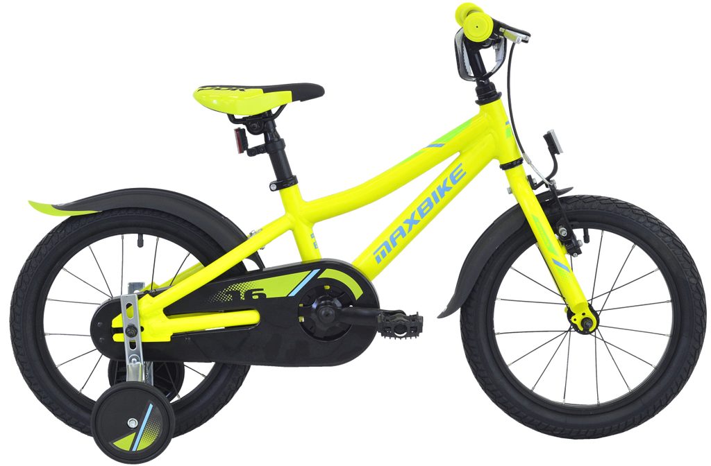 Dětské kolo Maxbike 16" - Matně Žlutá 2022 | Maxbike | Dětská 16" kola, 4-6  let, 100 - 125 cm | MIKEBIKE