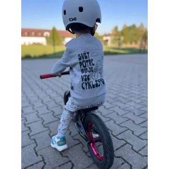 Dětská mikina Kolo je láska Svět potřebuje víc cyklistů - šedá