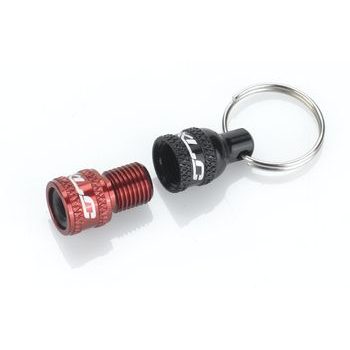 adaptér ventilku XLC včetně koncovky AV na DV/SV černo-červená