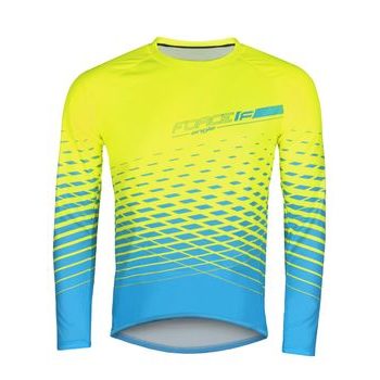 Pánský dres s dlouhým rukávem FORCE MTB ANGLE, fluo-modrý