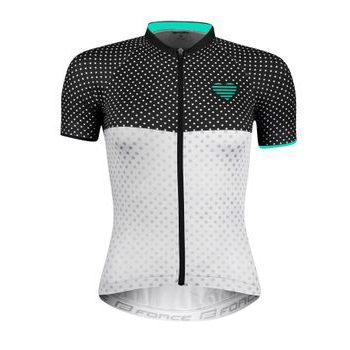 Dámský dres s krátkým rukávem FORCE POINTS LADY, černo-bílo-tyrkysový