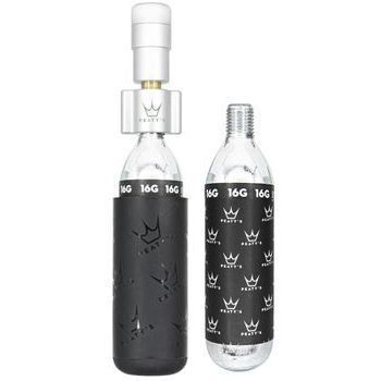 Kit CO2 bombičky a hustilka PEATY'S HOLESHOT CO2 PUMPA + BOMBIČKY 2 KS - ROAD & GRAVEL (16G) - SILVER