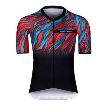 Pánský dres s krátkým rukávem FORCE LIFE, černo-petrolej-červený