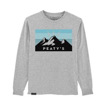 Pánské tričko PEATY'S PUBWEAR TRIKO S DLOUHÝM RUKÁVEM 3 PEAKS SUNRISE / HEATHER GREY