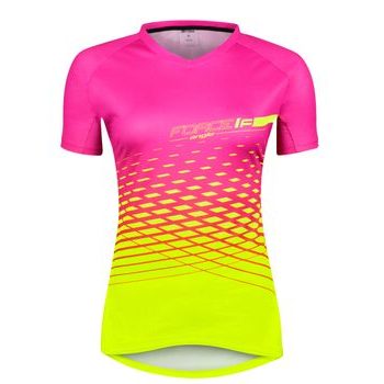 Dámský dres s krátkým rukávem FORCE MTB ANGLE LADY, růžovo-fluo