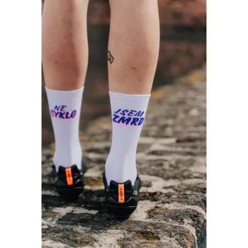 Ponožky na kolo Kolo je Láska NEjsem Cyklozmrd - bílá