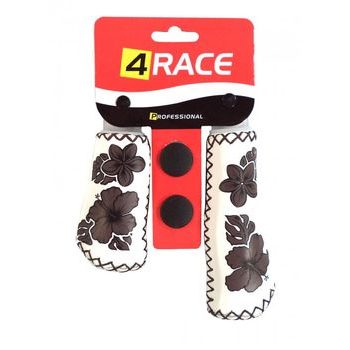 Gripy 4RACE bílo-hnědé imitace kůže květy 135+95mm