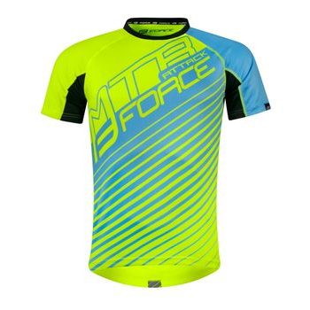 Dres s krátkým rukávem FORCE MTB ATTACK, fluo-modrý