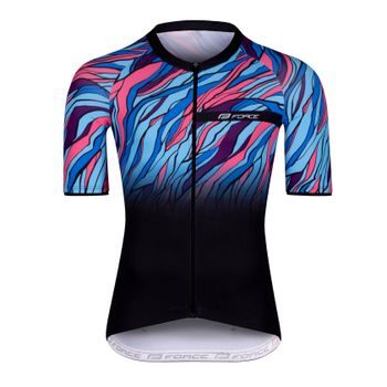 Pánský dres s krátkým rukávem FORCE LIFE, černo-modro-růžový