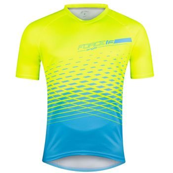 Pánský dres s krátkým rukávem FORCE MTB ANGLE, fluo-modrý