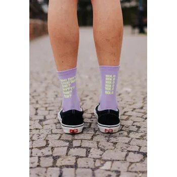 Dlouhé ponožky na kolo Kolo je Láska Bad day, fialová