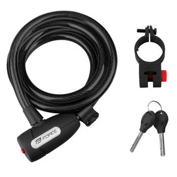 Zámek spirálový FORCE LUX s držákem 180cm/12mm, černý