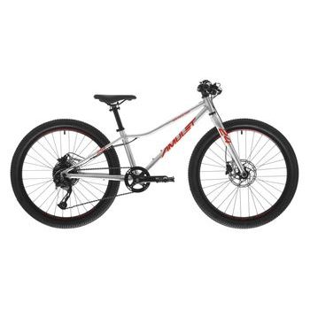 Dětské kolo AMULET 24 Youngster SH, alu brushed transparent/red, 2025