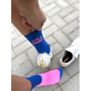 Dlouhé ponožky Kolo je Láska Cyklozmrd vol.2, modrá-růžová