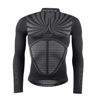 Funkční triko FORCE THUNDER dlouhý rukáv, černé