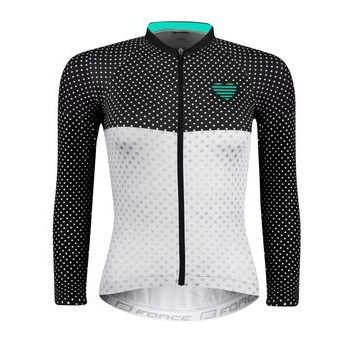 Dámský dres s dlouhým rukávem FORCE POINTS LADY, černo-bílo-tyrkysový